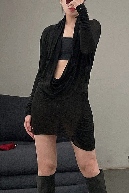 marc le bihan pleated lapel T-shirt 2862 black